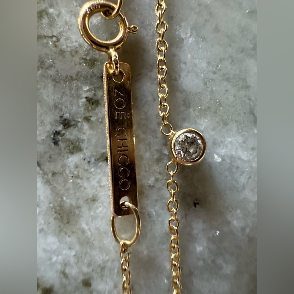 Zoe Chicco 14k gold single diamond bezel necklace